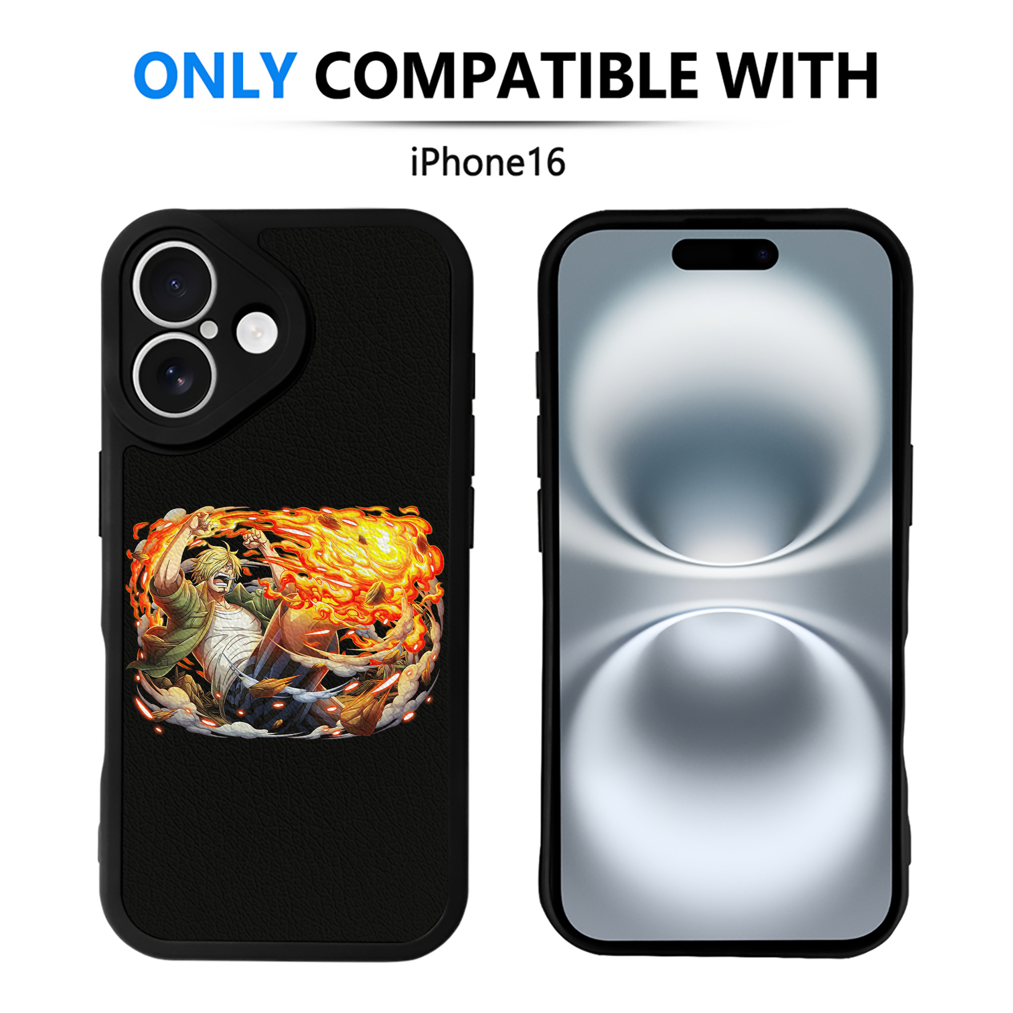（画像用） ワンピース サンジ ONE PIECE Sanji 【iPhone 16シリーズ対応】シリコンスマホケース（レザー調） 材質：シリコン